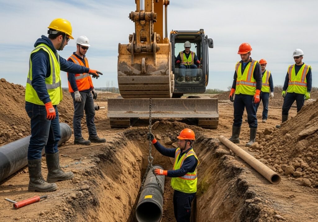 water and sewage network works